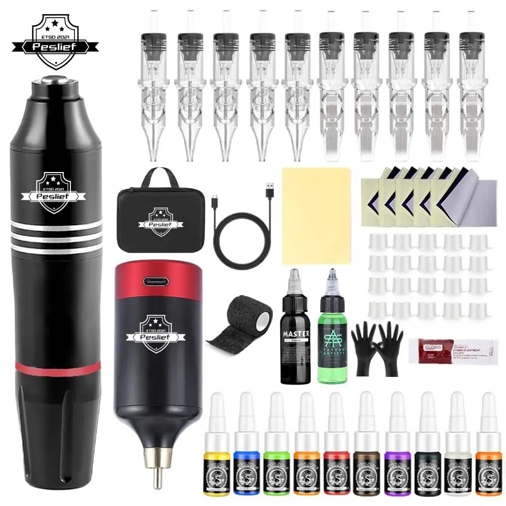 Wireless Rotary Tattoo Machine Kit With Cartridges For Professional And Beginner Artists 8