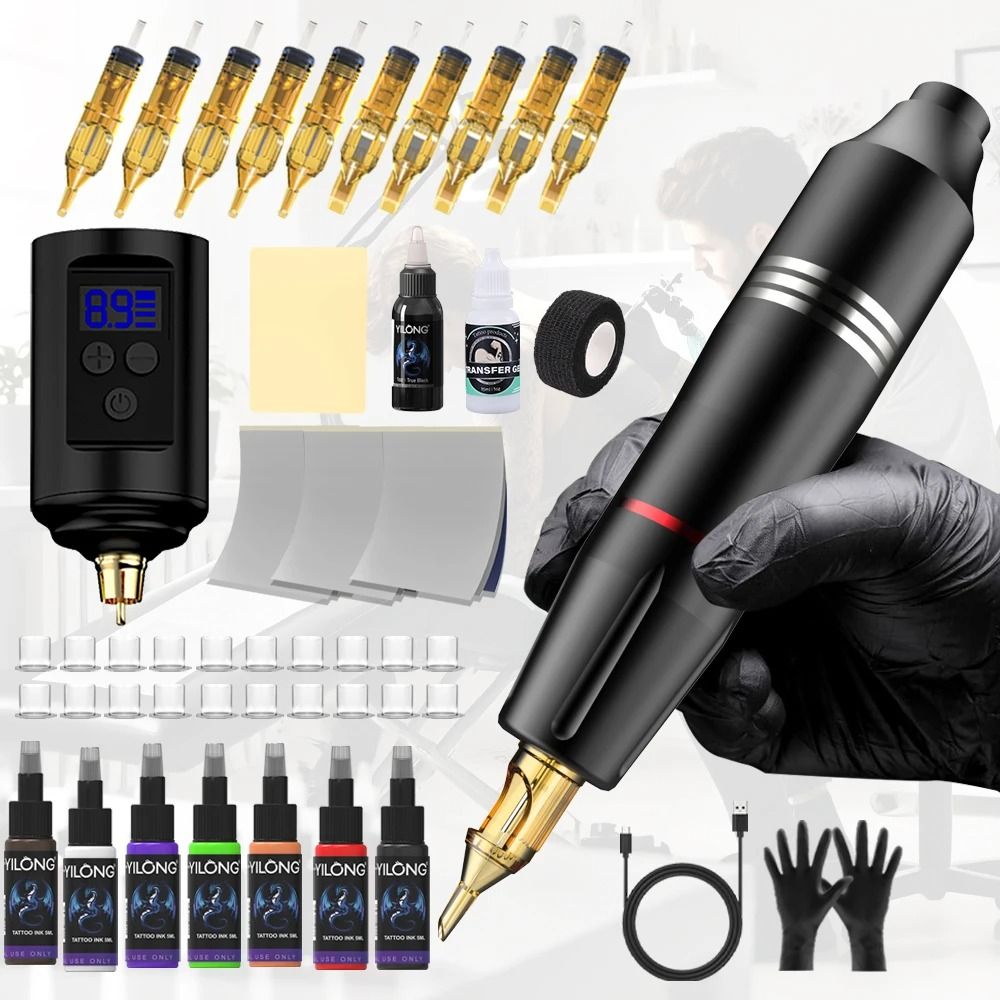 Wireless Rotary Tattoo Machine Kit With Cartridges For Professional And Beginner Artists 15