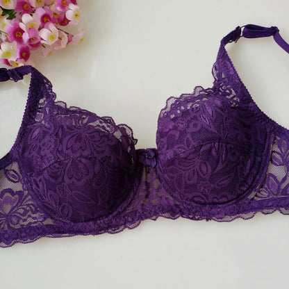 Lace Womens Bra Summer Thin Full Cup Underwear With Adjustable Push Up Underwire For Plus Size Comf 1