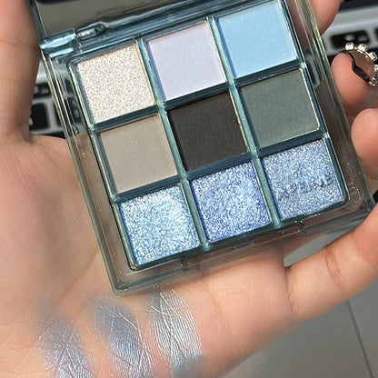 Dark Punk Smoked Eyeshadow Palette Blue Black Pearl Matte Makeup Palette Brightening Shimmer Eye Shadow for Smokey Glam