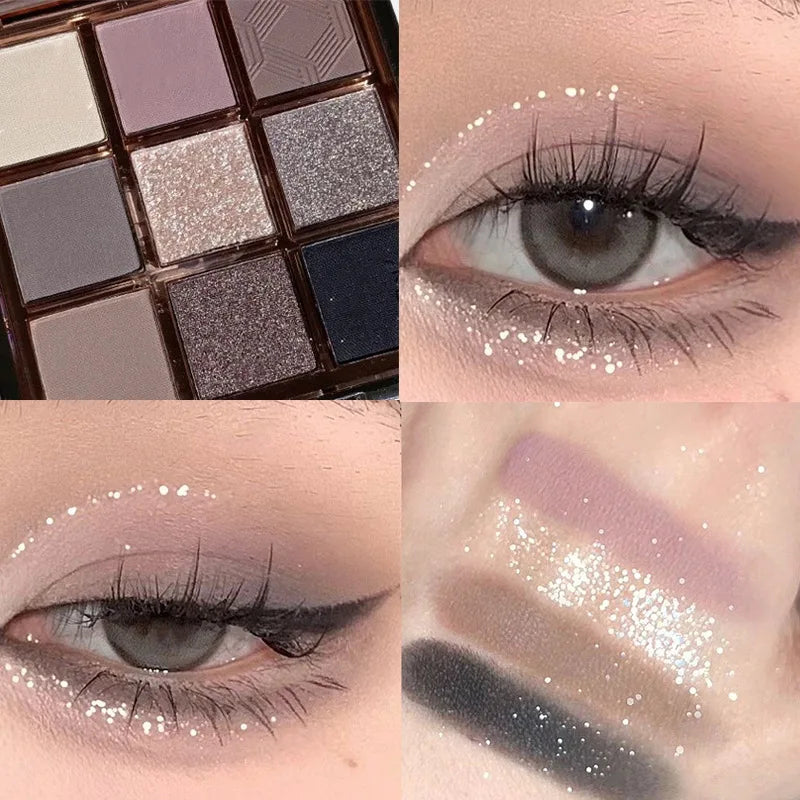 Dark Punk Smoked Eyeshadow Palette Blue Black Pearl Matte Makeup Palette Brightening Shimmer Eye Shadow for Smokey Glam