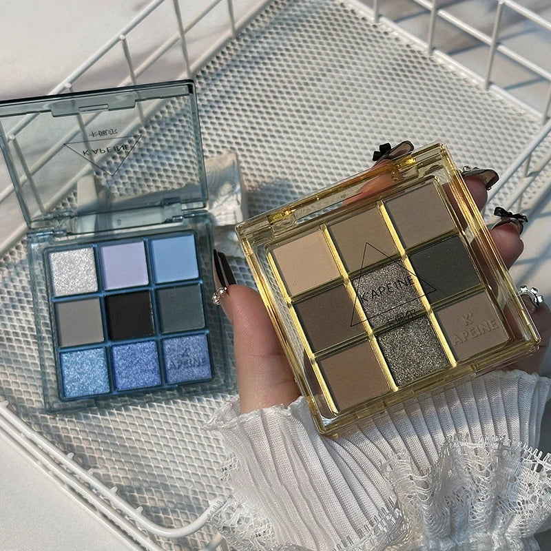 Dark Punk Smoked Eyeshadow Palette Blue Black Pearl Matte Makeup Palette Brightening Shimmer Eye Shadow for Smokey Glam
