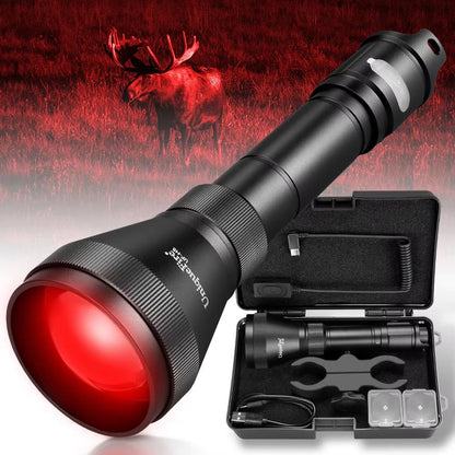 UniqueFire H5 Red Light Flashlight – Rechargeable Zoomable LED Torch with Dimmer Switch & USB-C for Outdoor Hunting