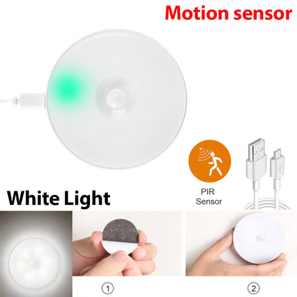 Led Night Light, USB Charging, Motion Sensor, Round Energy-saving, Sound Light Control, Led Lamps Bedroom, Corridor