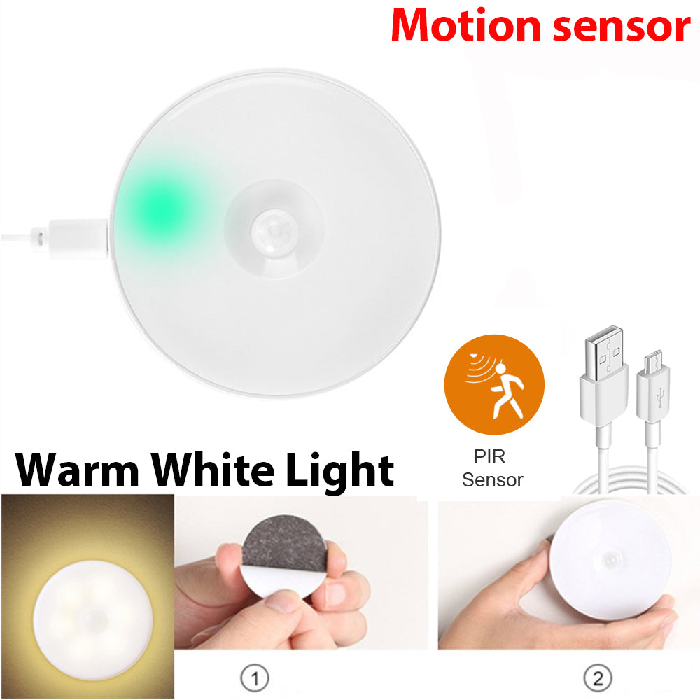 Led Night Light, USB Charging, Motion Sensor, Round Energy-saving, Sound Light Control, Led Lamps Bedroom, Corridor