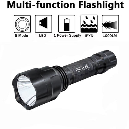 UltraFire C8 Tactical Flashlight  High Power LED Military Torch With Pressure Remote Switch For Out 2