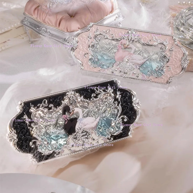 Flower Knows Black Swan Ballet Eyeshadow Palette Matte Fine Shimmer Pearl, Colour Glitter Eye Shadow & Face Palette