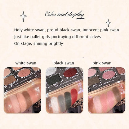 Flower Knows Black Swan Ballet Eyeshadow Palette Matte Fine Shimmer Pearl Colour Glitter Eye Shadow 5