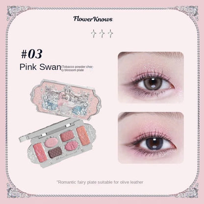 Flower Knows Black Swan Ballet Eyeshadow Palette Matte Fine Shimmer Pearl Colour Glitter Eye Shadow 3