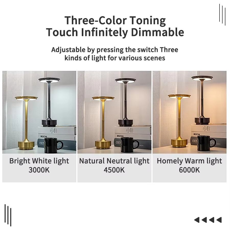 Rechargeable Wireless Table Lamp  Touch Control USBC Bedside Light For Bedroom Desk And Camping 1