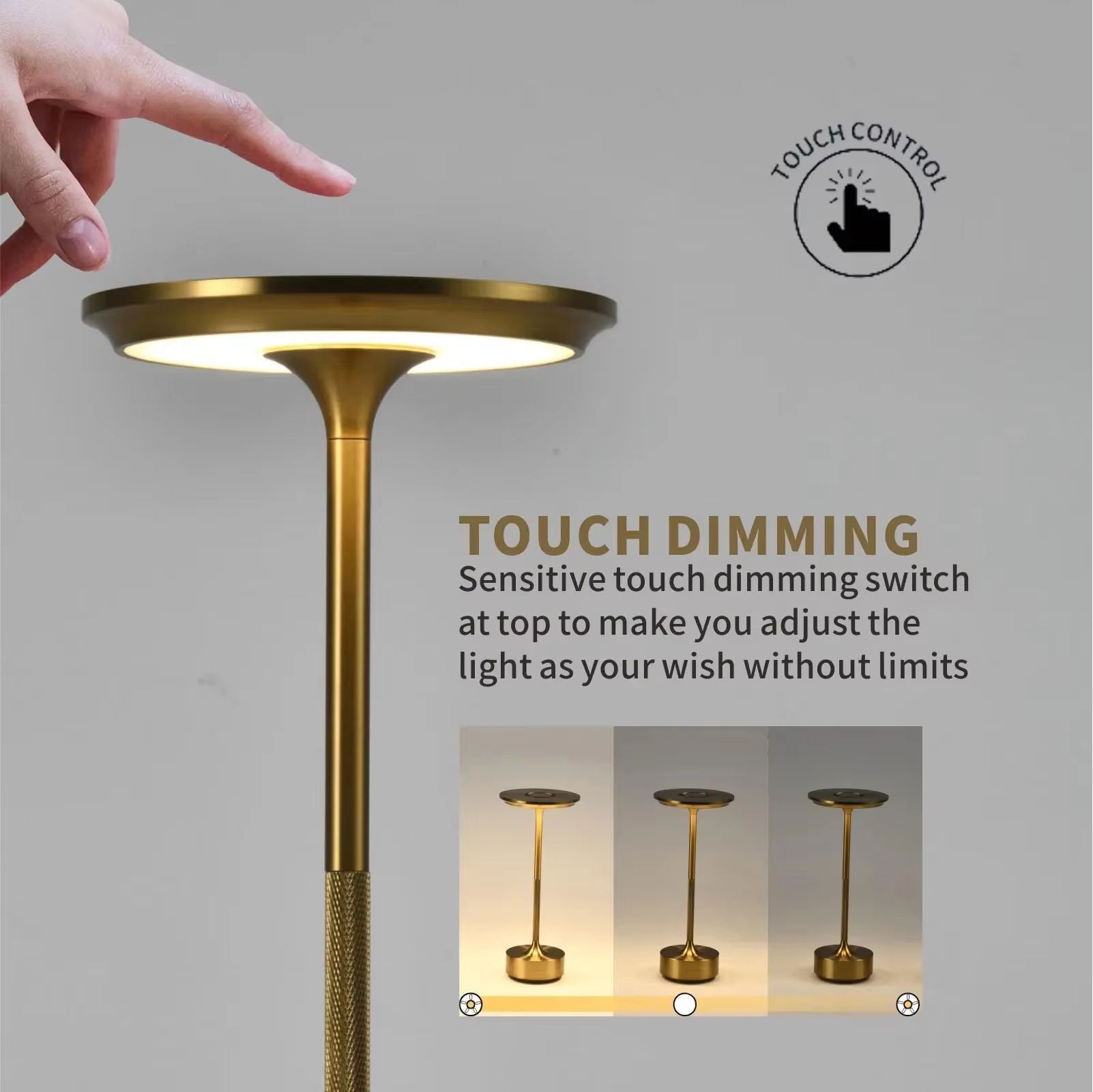 Rechargeable Wireless Table Lamp  Touch Control USBC Bedside Light For Bedroom Desk And Camping 2