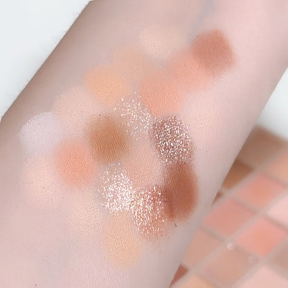 High-Pigment Color Warm Eyeshadow Palette, Romantic Smoky & Rose Shades with Matte & Glitter, Smudge-Proof Beauty