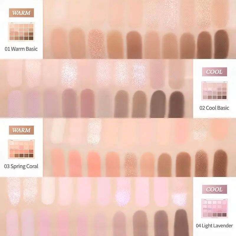 High-Pigment Color Warm Eyeshadow Palette, Romantic Smoky & Rose Shades with Matte & Glitter, Smudge-Proof Beauty