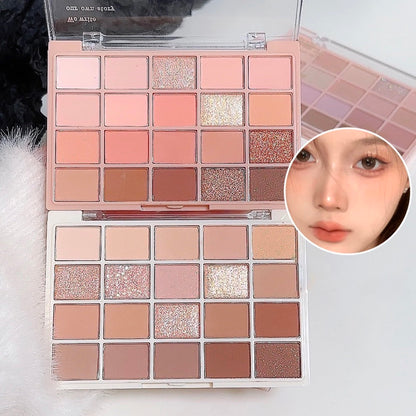 High-Pigment Color Warm Eyeshadow Palette, Romantic Smoky & Rose Shades with Matte & Glitter, Smudge-Proof Beauty