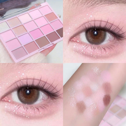 High-Pigment Color Warm Eyeshadow Palette, Romantic Smoky & Rose Shades with Matte & Glitter, Smudge-Proof Beauty