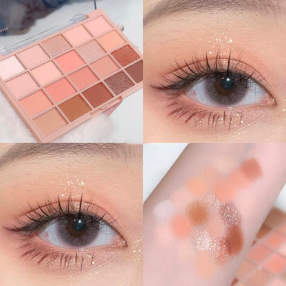 High-Pigment Color Warm Eyeshadow Palette, Romantic Smoky & Rose Shades with Matte & Glitter, Smudge-Proof Beauty