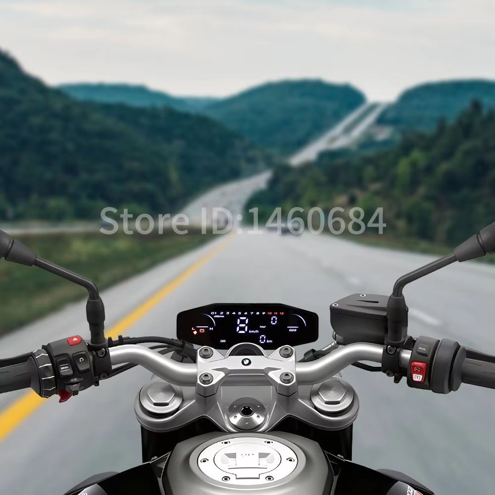 12V Universal Motorcycle Digital Speedometer  LCD Display Speed Meter With LED Oil Gauge  Tachomete 2