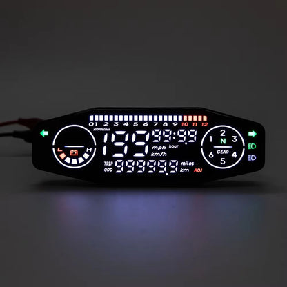12V Universal Motorcycle Digital Speedometer  LCD Display Speed Meter With LED Oil Gauge  Tachomete 6