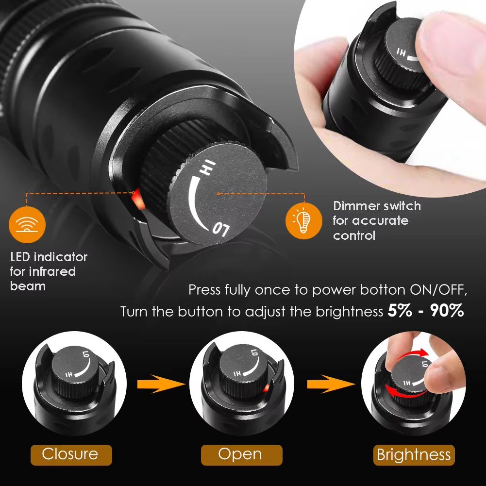 UniqueFire 2002D Night Vision Hunting Flashlight  940nm850nm VCSEL LED Zoom Torch With Fresnel Lens 1