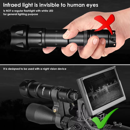 UniqueFire 2002D Night Vision Hunting Flashlight  940nm850nm VCSEL LED Zoom Torch With Fresnel Lens 4