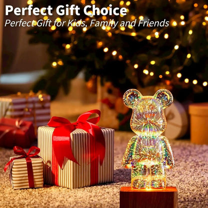LED 3D Bear Fireworks Night Light for Bedroom and Home Decoration