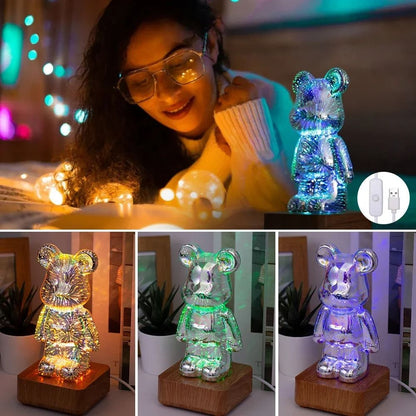 LED 3D Bear Fireworks Night Light For Bedroom And Home Decoration 2