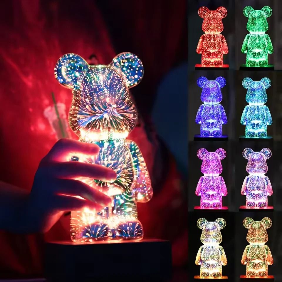 LED 3D Bear Fireworks Night Light For Bedroom And Home Decoration 3