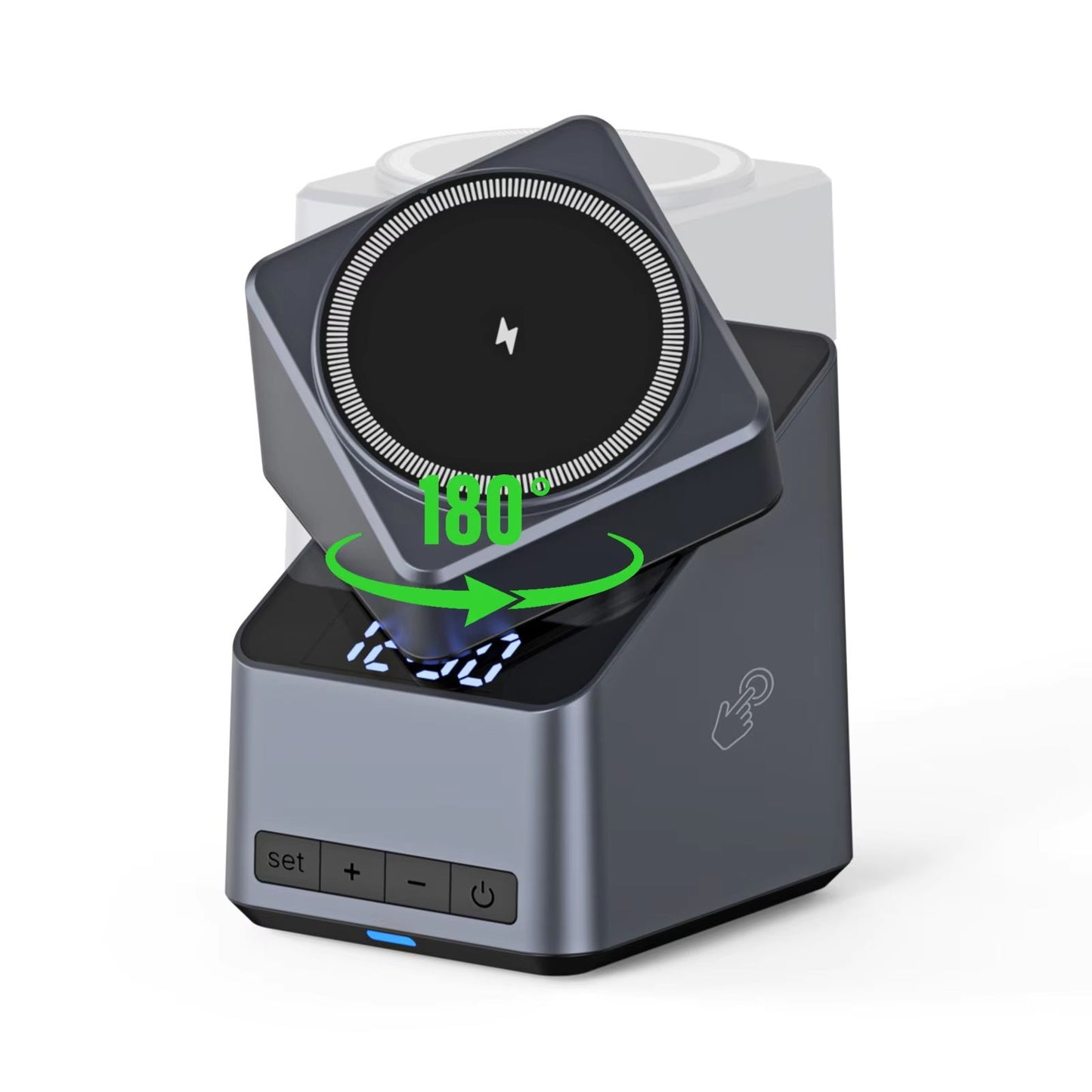 Magnetic 4 In 1 Auto Rotation Wireless Charger With Clock For Iphone 1216 Series15W Apple Watch25W  6