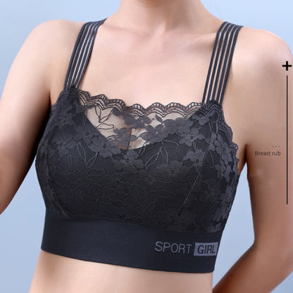 1pcs New Women's Lace Bras, Comfortable Bralette in Solid Color, Sexy Wireless Lingerie, Vest Style Tube Top