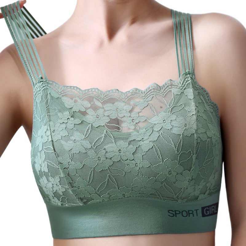 1pcs New Women's Lace Bras, Comfortable Bralette in Solid Color, Sexy Wireless Lingerie, Vest Style Tube Top