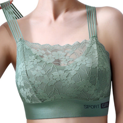 1pcs New Women's Lace Bras, Comfortable Bralette in Solid Color, Sexy Wireless Lingerie, Vest Style Tube Top