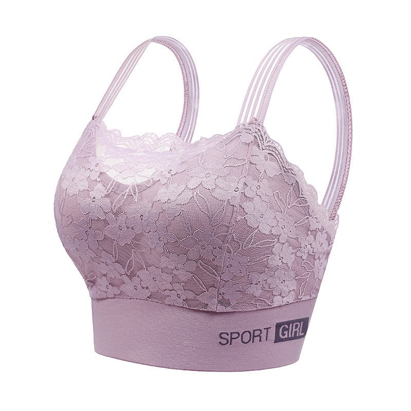 1pcs New Women's Lace Bras, Comfortable Bralette in Solid Color, Sexy Wireless Lingerie, Vest Style Tube Top
