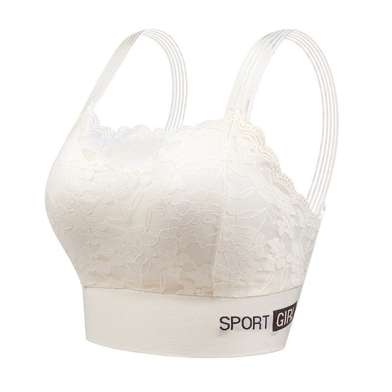 1pcs New Women's Lace Bras, Comfortable Bralette in Solid Color, Sexy Wireless Lingerie, Vest Style Tube Top
