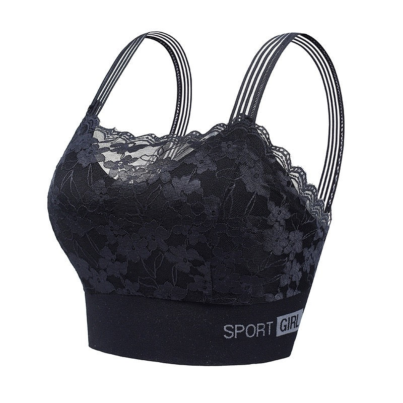 1pcs New Women's Lace Bras, Comfortable Bralette in Solid Color, Sexy Wireless Lingerie, Vest Style Tube Top