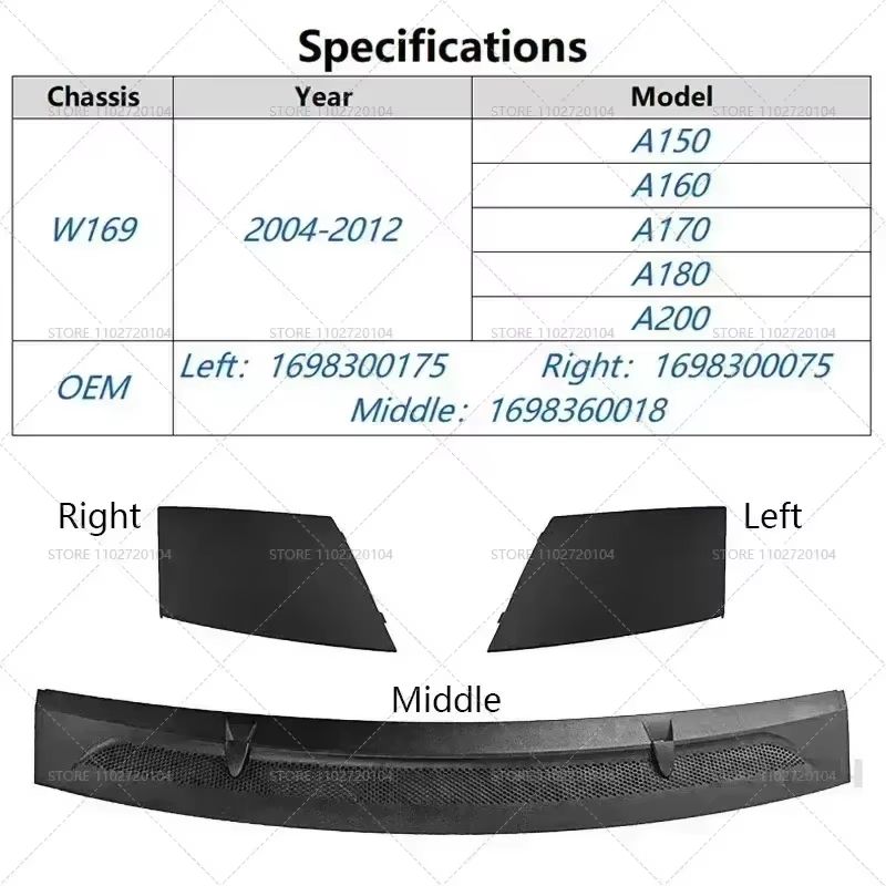 Front Hood Vent Cover Grille For MercedesBenz AClass W169 20042012  Replacement For A150 A160 A170  1