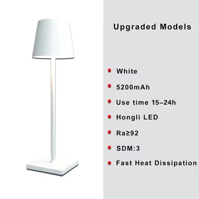 Cordless USB Rechargeable Table Lamp  Waterproof Touch Control Poldina Style Lamp For Bedroom Hotel 7