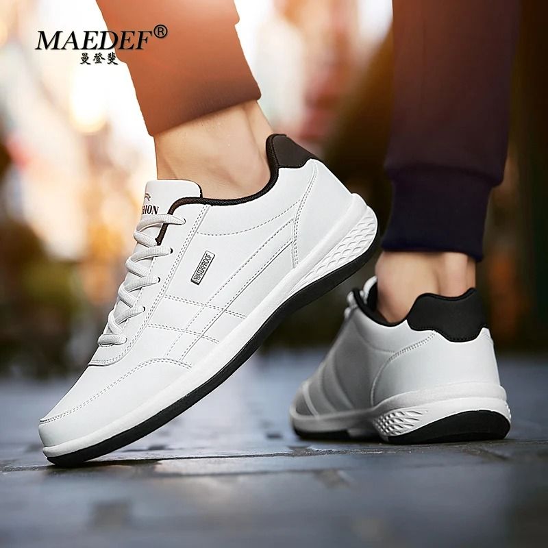 Mens Leather Waterproof Casual Sneakers Comfortable Lace Up Shoes 5