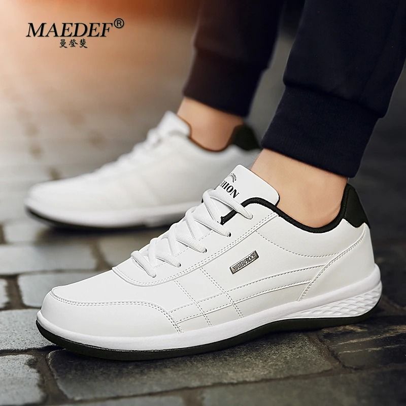 Mens Leather Waterproof Casual Sneakers Comfortable Lace Up Shoes 6