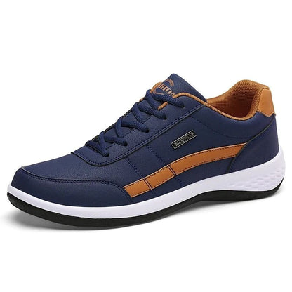 Mens Leather Waterproof Casual Sneakers Comfortable Lace Up Shoes 9