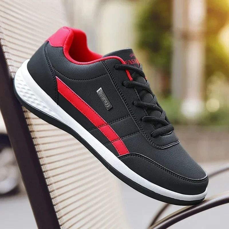 Waterproof Casual Leather Sneakers For Men Comfortable Lace Up Design 2