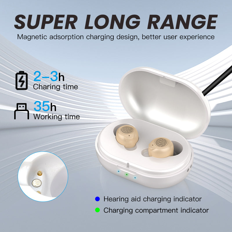 Touch Control One Pair Rechargeable Hearing Aids Mini Sound Amplifier For The Elderly  Seniors With 1
