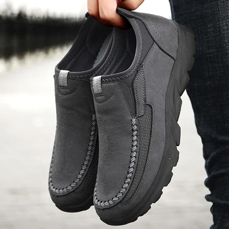 Mens Casual Handmade Loafers Comfortable Retro Breathable Flat Shoes