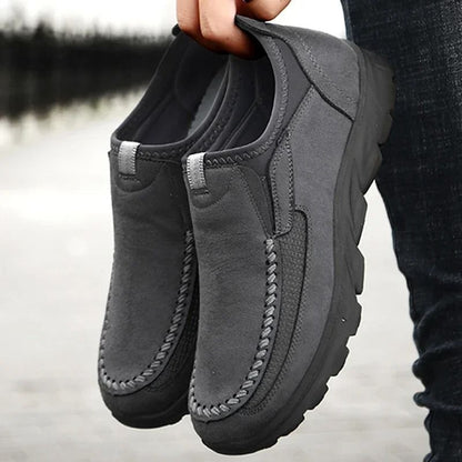 Mens Casual Handmade Loafers Comfortable Retro Breathable Flat Shoes