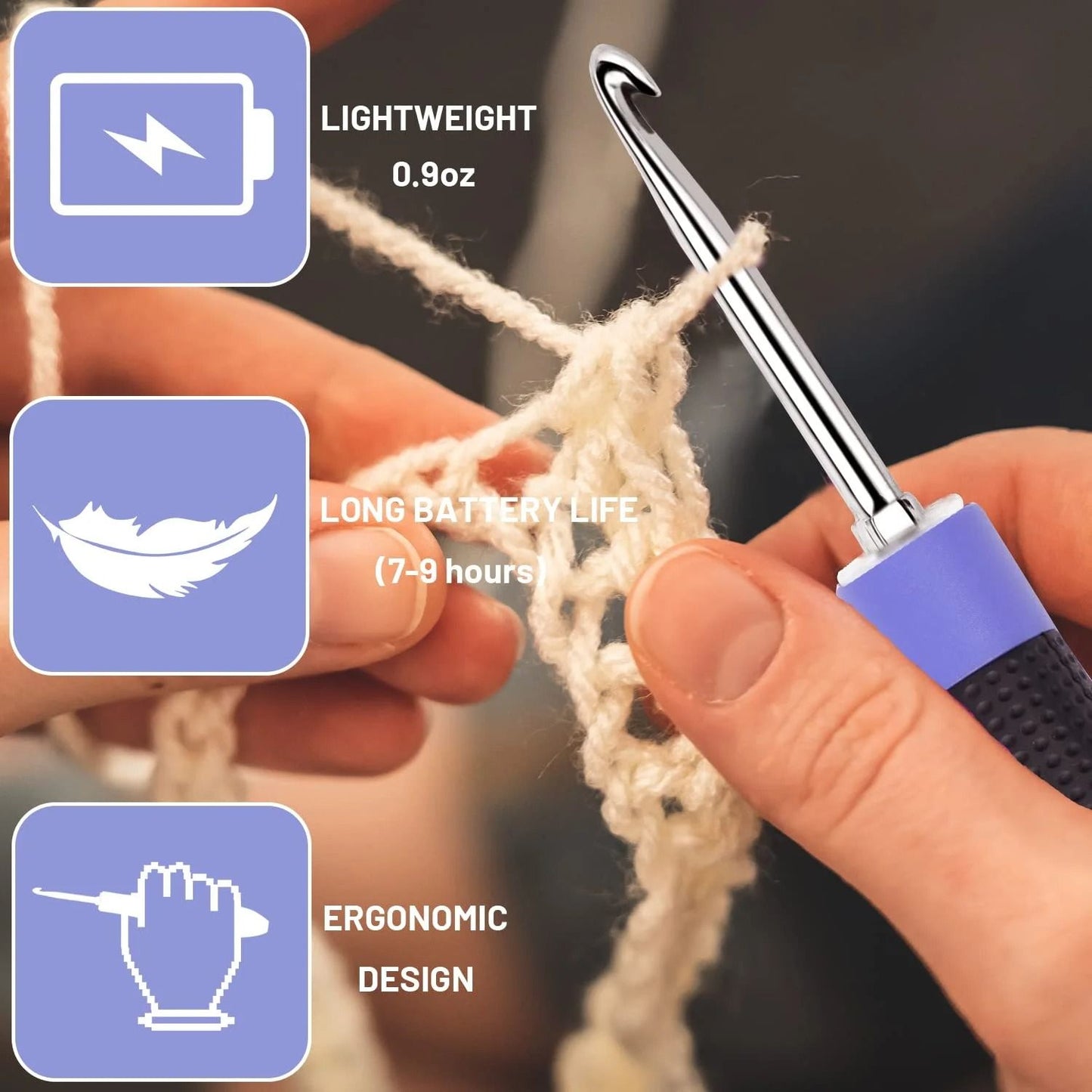 Ergonomic Crochet Hook Set With LED Light And Digital Row Counter 1