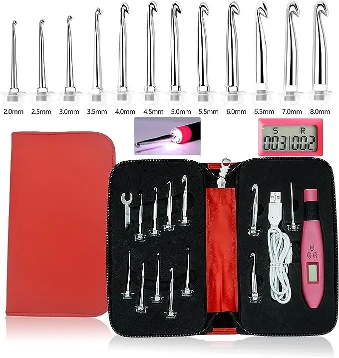 Ergonomic Crochet Hook Set With LED Light And Digital Row Counter 5