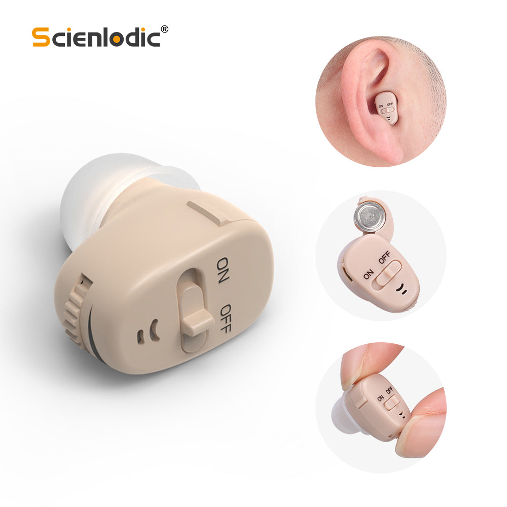 ITE Mini Digital Hearing Aid Ear for Deafness, Invisible Hearing Aids for Elderly/Adults with Moderate to Severe Hearing