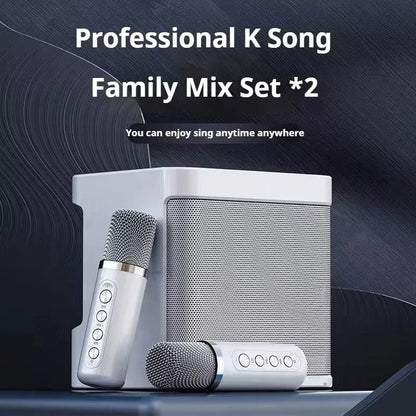 Portable Karaoke Machine with Dual Microphones Bluetooth Speaker for Adults and Kids
