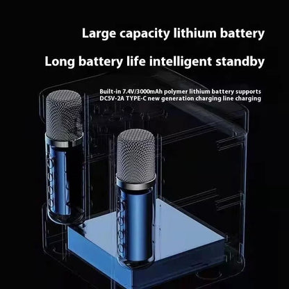 Portable Karaoke Machine With Dual Microphones Bluetooth Speaker For Adults And Kids 4