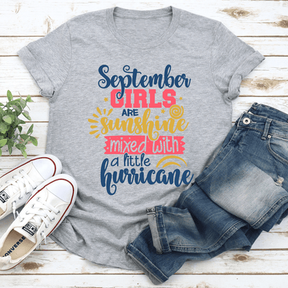 September Girls Are Sunshine Mixed With A Little Hurricane Tee 2
