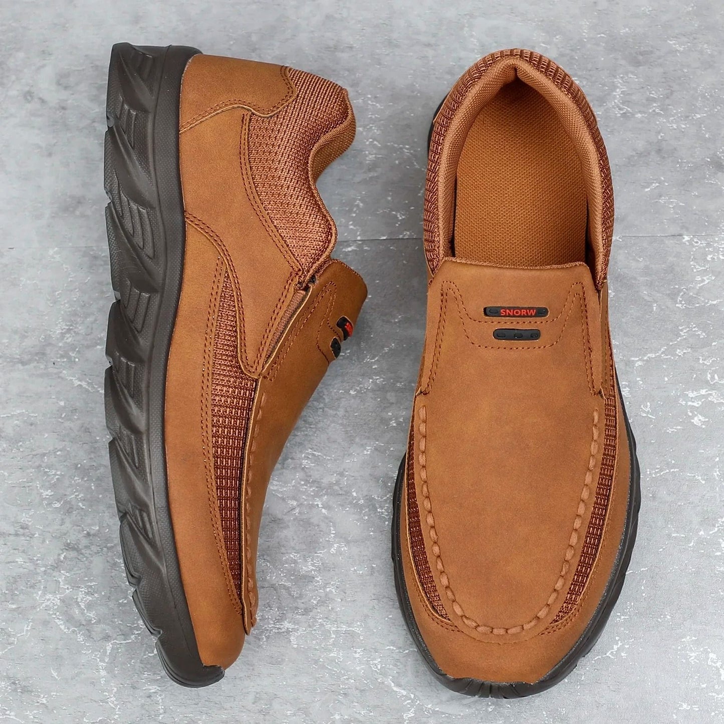 Men Leather Casual Loafers Breathable Comfortable Flat Sneakers